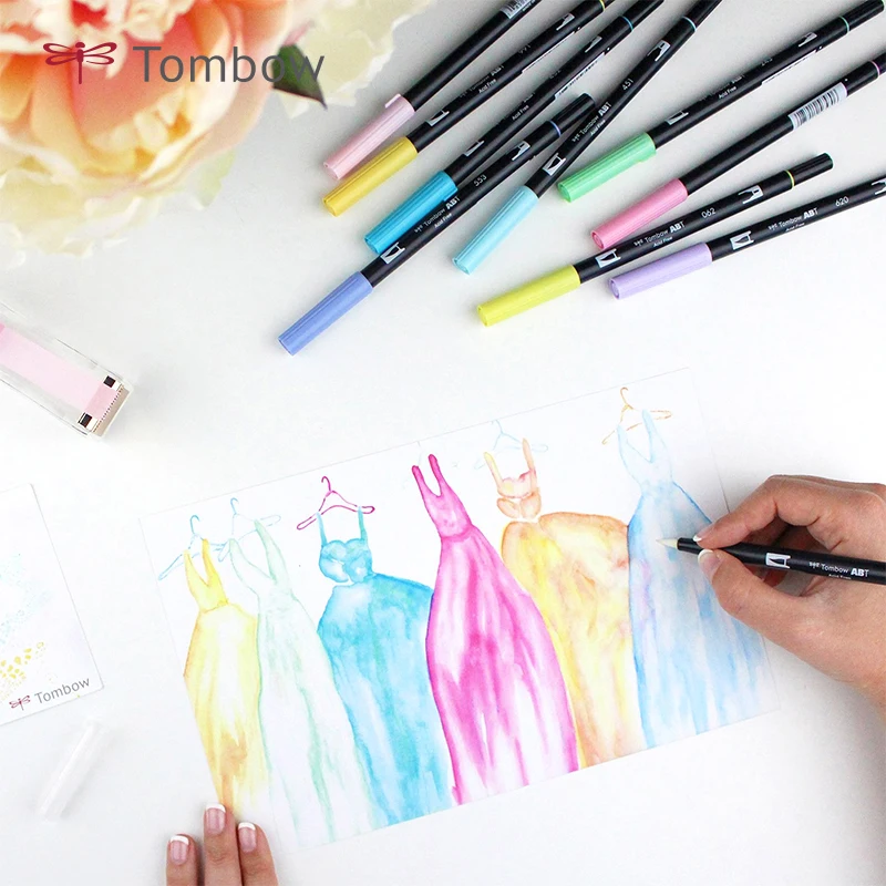 TOMBOW ABT набор из двух кисточек для художественных маркеров 10 цветов акварельных с