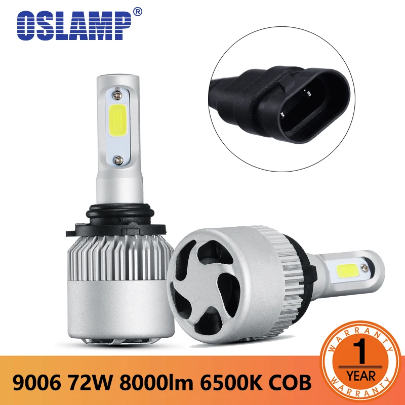 

Oslamp S2 Led Headlight 9006 LED COB Chips Car Headlights Single Beam Bulbs 8000LM 6500K 12v 24v Led Auto Headlamp
