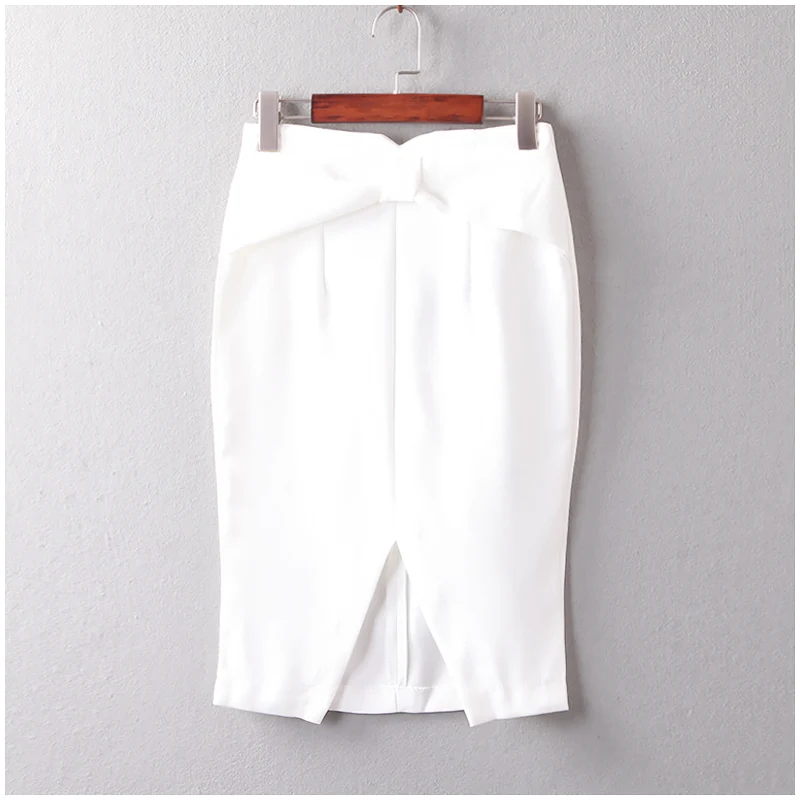 

Customize Women Spring Summer Big Plus Size 3XS-10XL Bow Decoration Front Slit Sexy Mini Midi Pencil Skirt Short Skirts
