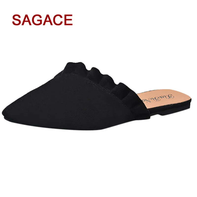 SAGACE/обувь; женские шлепанцы; обувь на плоской подошве; тонкие туфли с острым носком; женские шлепанцы; Летние слипоны; женская обувь; модные шлепанцы