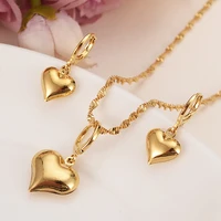 gold dubai india heart african jewelry set necklace pendant earrings ethiopia wedding bridl jewelry sets for women girl gifts