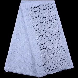 Top Pure White African Lace Swiss Cotton Dry Lace Fabric High Quality Swiss Voile Lace Fabric With Mesh For Men And Women S1599