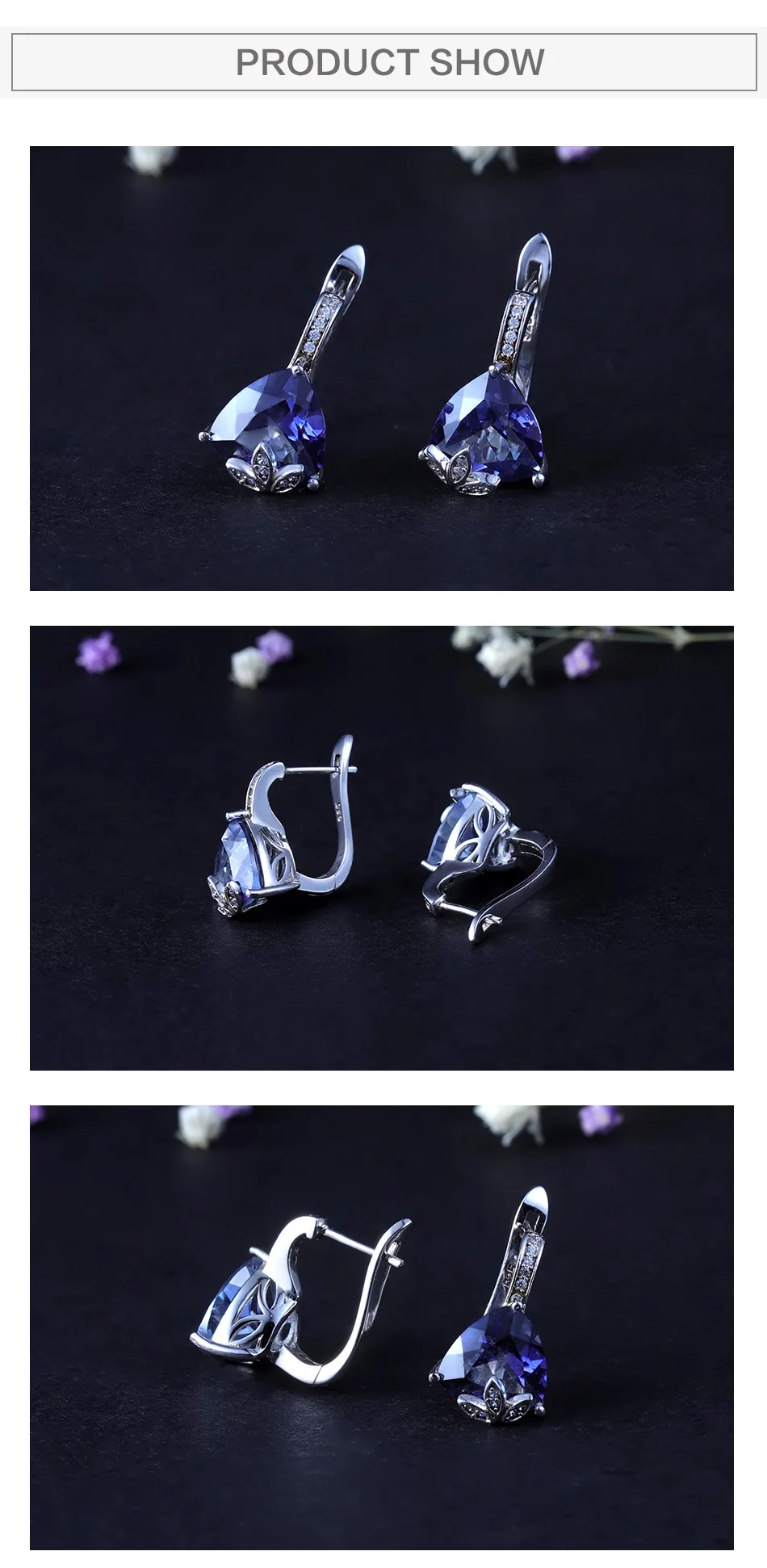 GEM'S BALLET 6.10Ct натуральный иолит Синий Мистический Кварц треугольные серьги 925 пробы серебряные серьги-гвоздики для женщин для помолвки