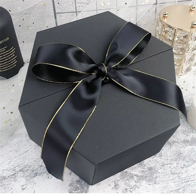 black box Ins шестиугольная Подарочная коробка, подарочные коробки для рук, флип-топ, коробки для цветов вечная жизнь, косметика, помада, Подарочная коробка, Нежная Милая - Цвет: black box