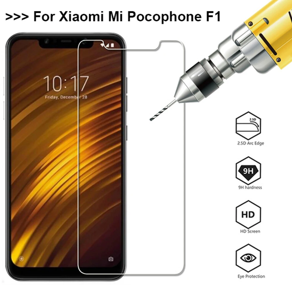 2 шт./лот Экран протектор дляxiaomi Pocophone F1 с уровнем твердости 9 H закаленное Стекло