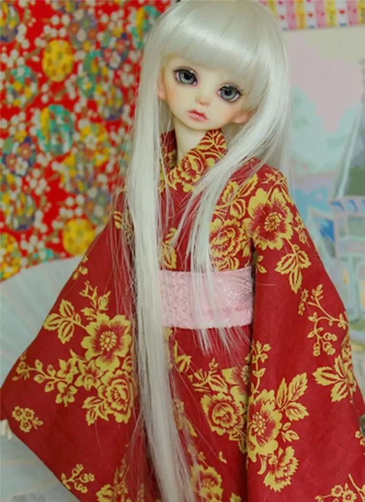 [Wamami] кимоно красный халат одежда пальто зеленый пояс 1/4 MSD кукла BJD Dollfie | Игрушки и