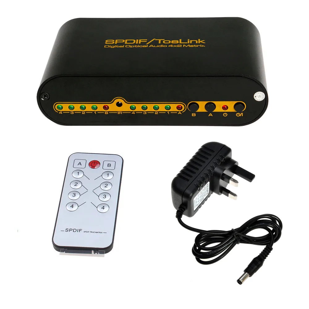 4x2 коммутатор переключатель SPDIF TOSLINK Цифровой оптический аудио для правильная