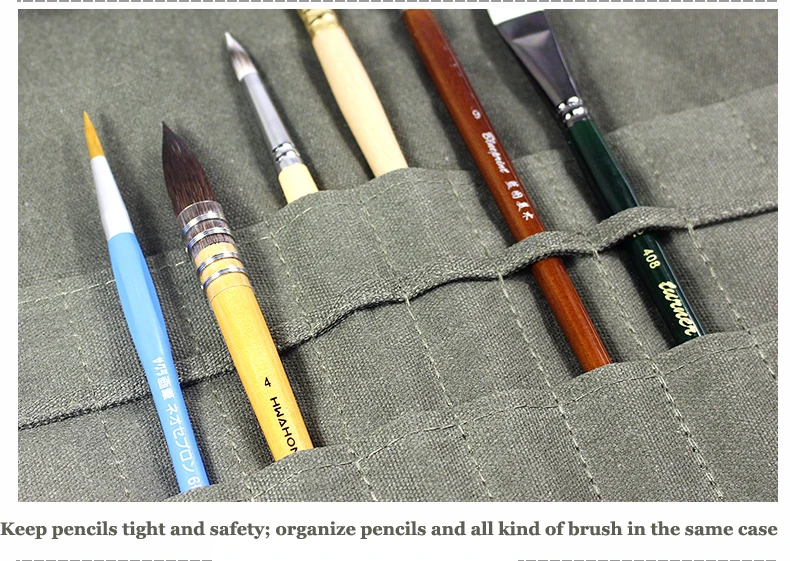 Многофункциональный скручивающийся тканевый пенал для хранения кистей и