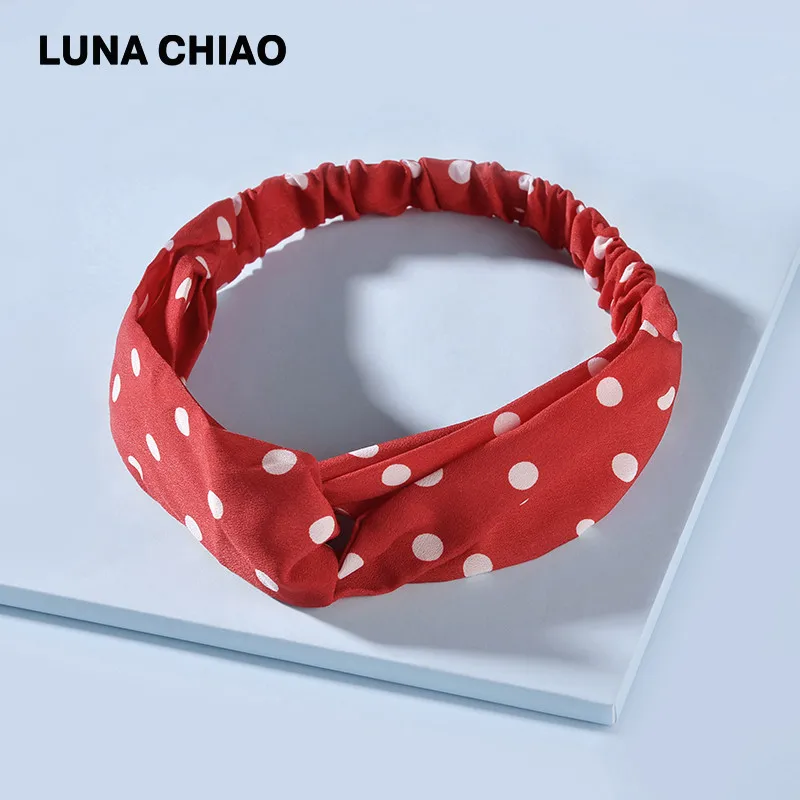 Головной убор LUNA CHIAO в горошек модная Мягкая повязка на голову с узлом подарок для