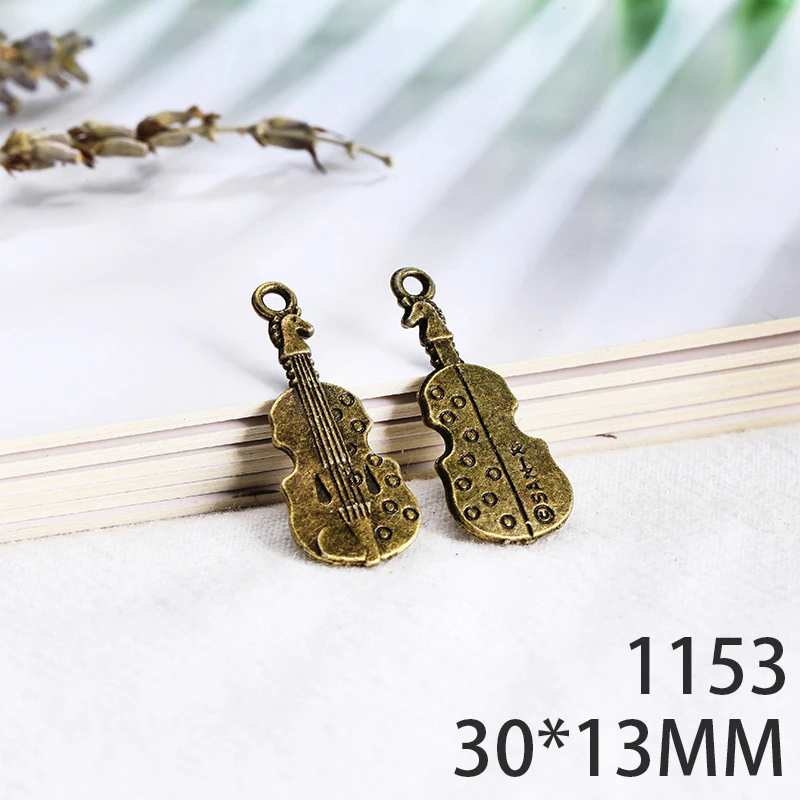 

30*13mm 8pcs Guitar Alloy Pendant For Diy Jewelry Making 2 Colors Antique Silver Antique Bronze No.1153
