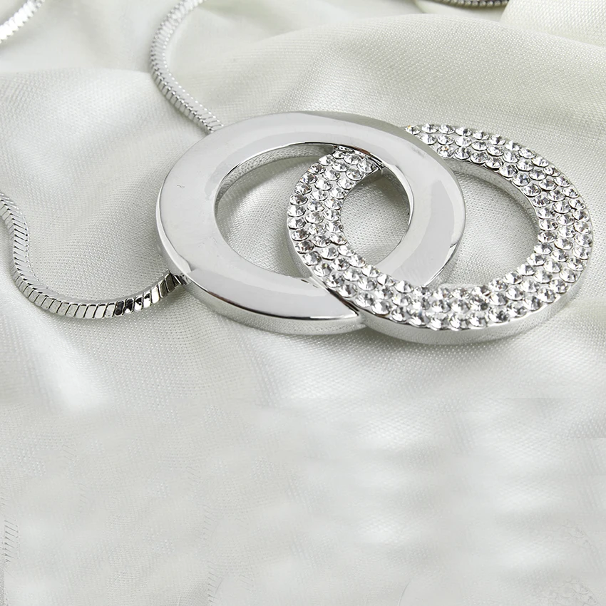 Женская круглая подвеска ожерелье свитер простой стиль золото серебро цепочка с