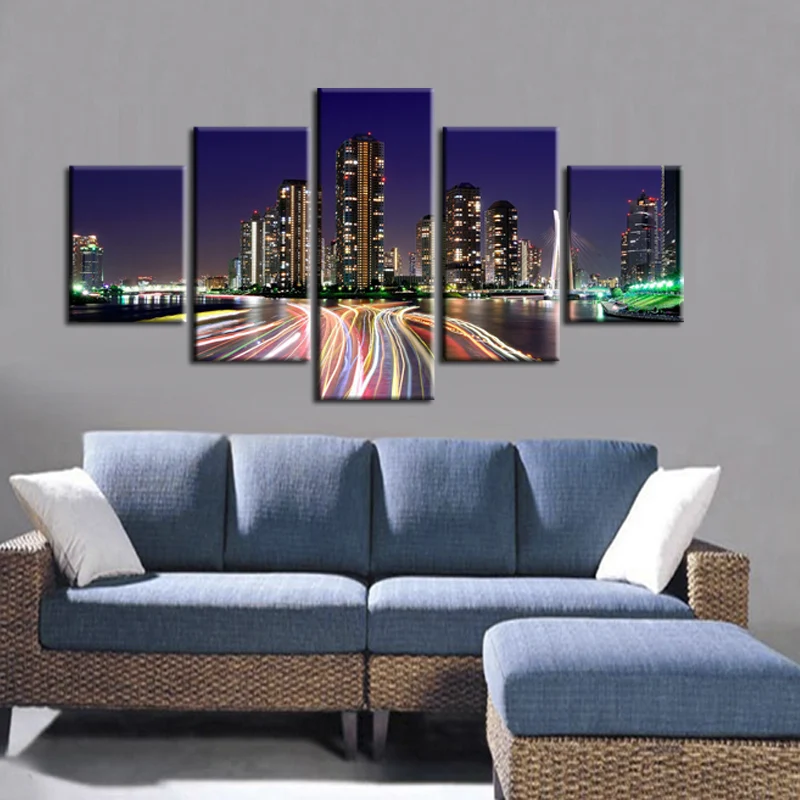 Картина на холсте 5 шт. красивые городские современные картины|oil picture|canvas painting5 pcs |