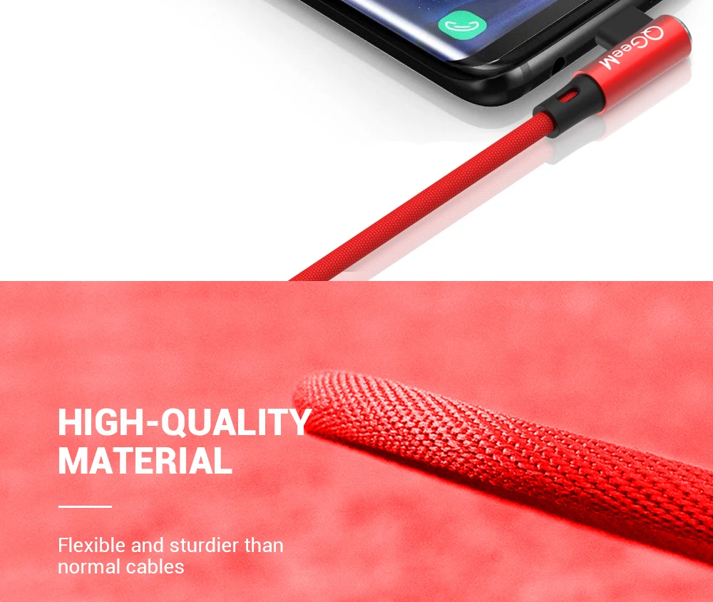 QGEEM usb type C кабель для samsung Note 8 S8 Xiaomi Mi 90 градусов сотовый телефон type C кабель для быстрой зарядки USB C кабель для зарядного устройства