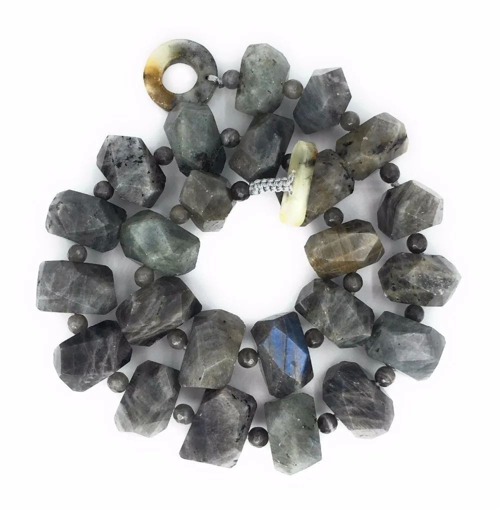 

Ожерелье из натурального серого Лабрадора, ожерелье в свободной форме с гранеными камнями 20 дюймов