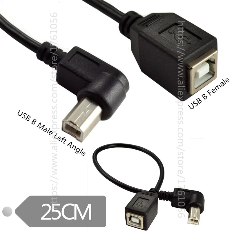 1 шт. прямоугольный usb type B Мужской к USB B Женский принтер удлинитель кабель для синхронизации Шнур 0,25 м