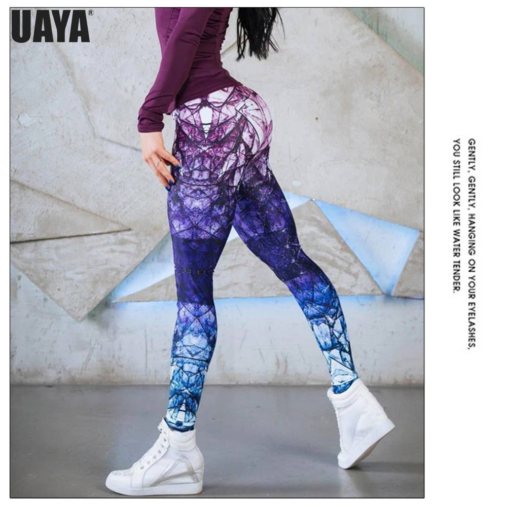 UAYA 2019 горячие новые женские штаны для йоги 3D Печатные Леггинсы эластичные фитнес