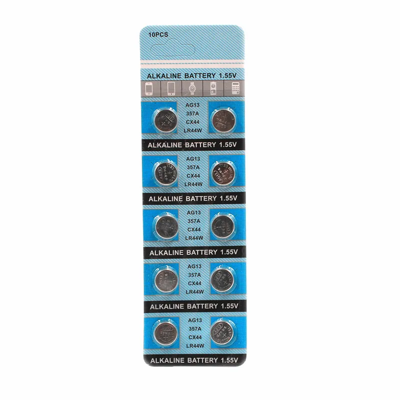 10 шт. AG13 LR44 357 кнопочные батареи R44 A76 SR1154 LR1154 батарея для монет щелочная 1 55 V G13