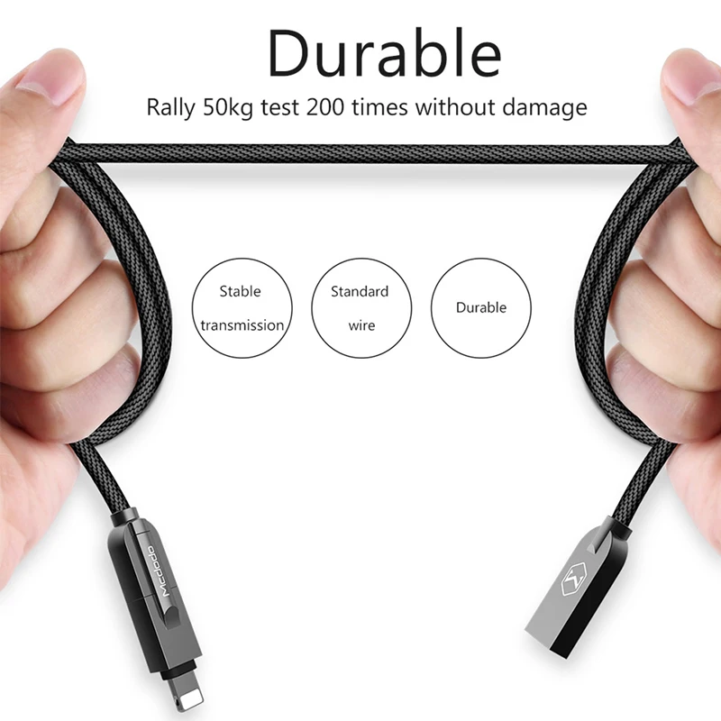 Mcdodo 2 в 1 кабель Lightning USB для iPhone 7 Micro Samsung Xiaomi Huawei Быстрая зарядка 5s 6s кабель|2 in 1|usb 12