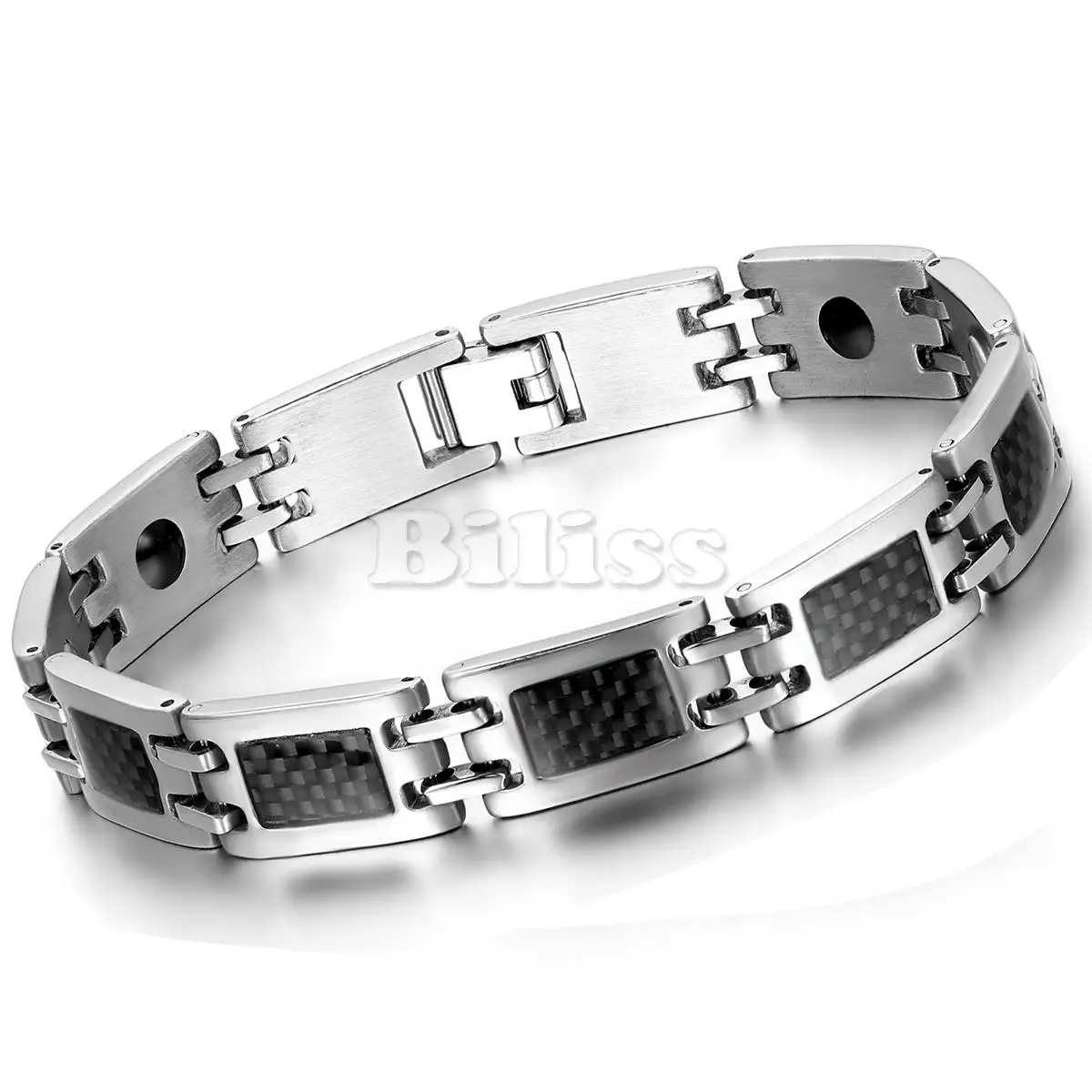 Черный Браслет из углеродного волокна магнитный камень терапия здоровье браслет