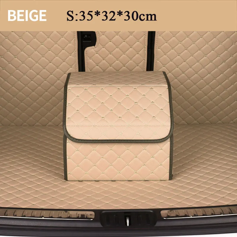 beige S Автомобильный органайзер для багажника, сумка для хранения, авто сумка для мусора, сумка для инструментов, Складная Большая сумка для хранения груза, аксессуары для автомобиля, розовый/синий - Название цвета: beige S