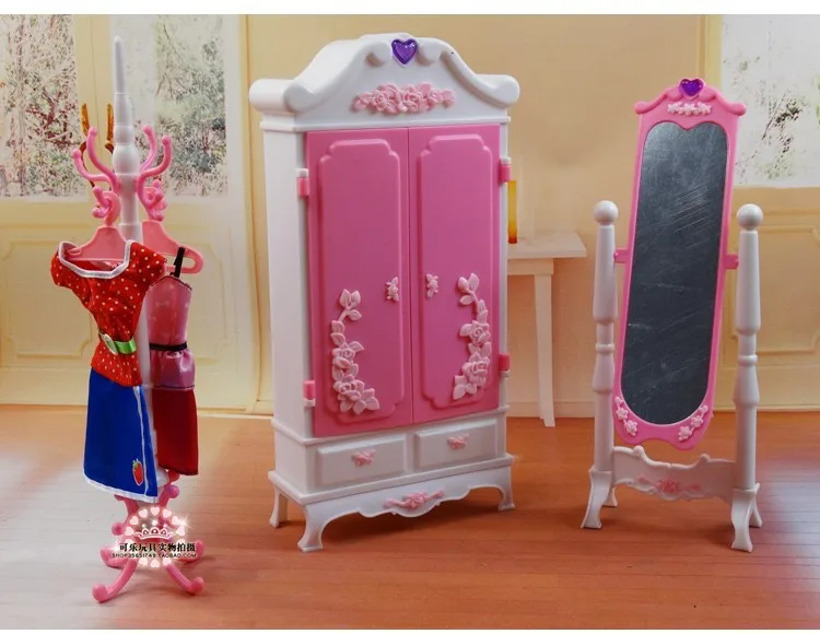 Кукольный гардероб+ туалетное зеркало DIY игрушки куклы аксессуары для кукол кукольная мебель для куклы Барби девочка подарок на день рождения