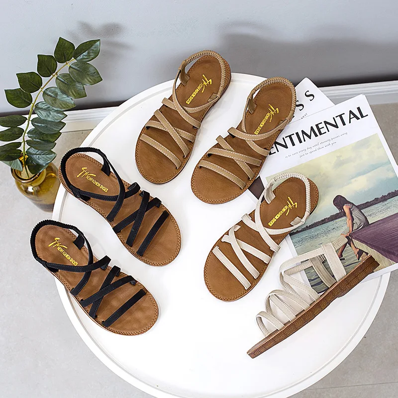 

Сандалии женские с ремешком на пятке, плетеные босоножки на танкетке, пляжная обувь, шлепанцы, лето