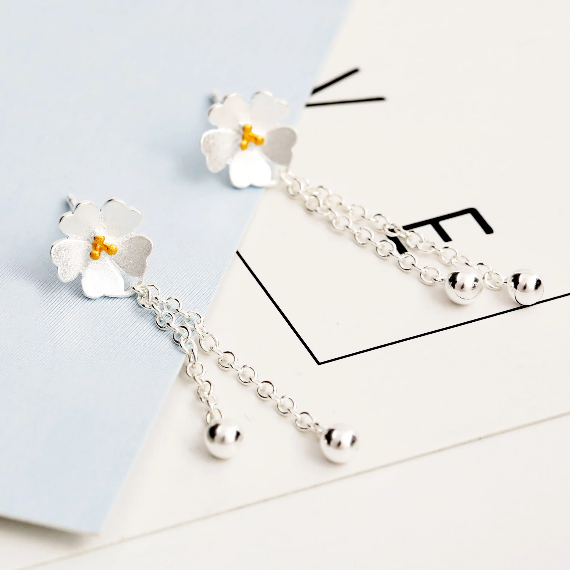 Женские серьги гвоздики из серебра 100% пробы с вишней|hypoallergenic stud earrings|cherry blossom