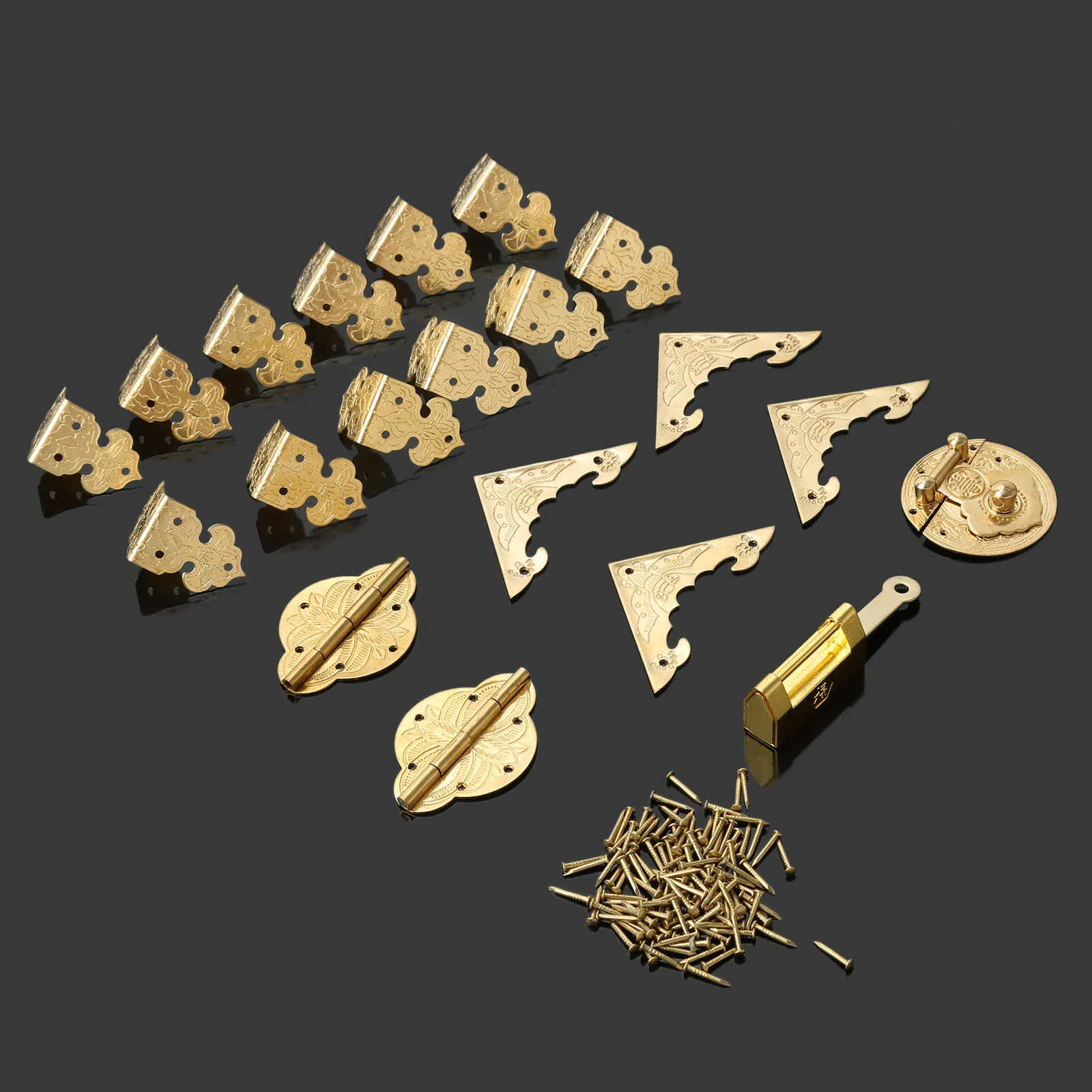 20 шт./компл. старинная фурнитура китайская деревянная коробка защелка шкафа замок петли угловые пластины и