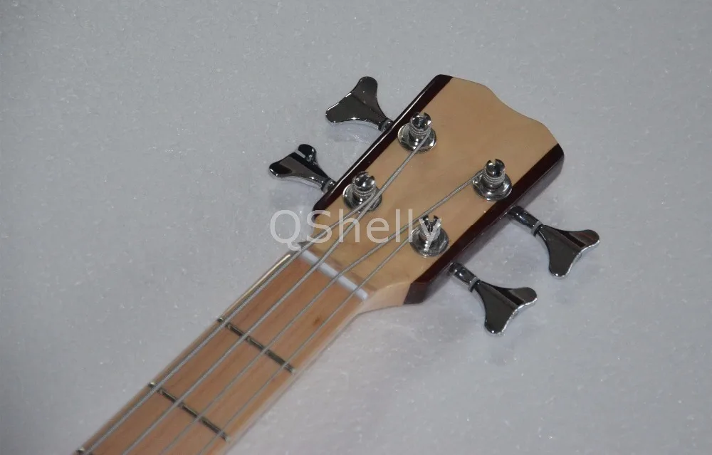 Высшее качество QShelly под заказ коричневый 4 струны кленовый корпус черный P пикапы