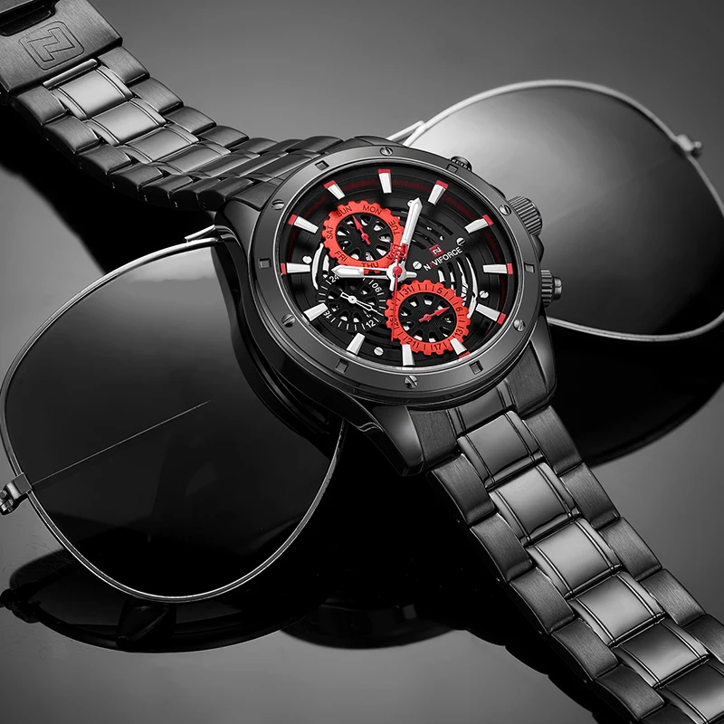 Часы NAVIFORCE мужские спортивные кварцевые полностью стальные