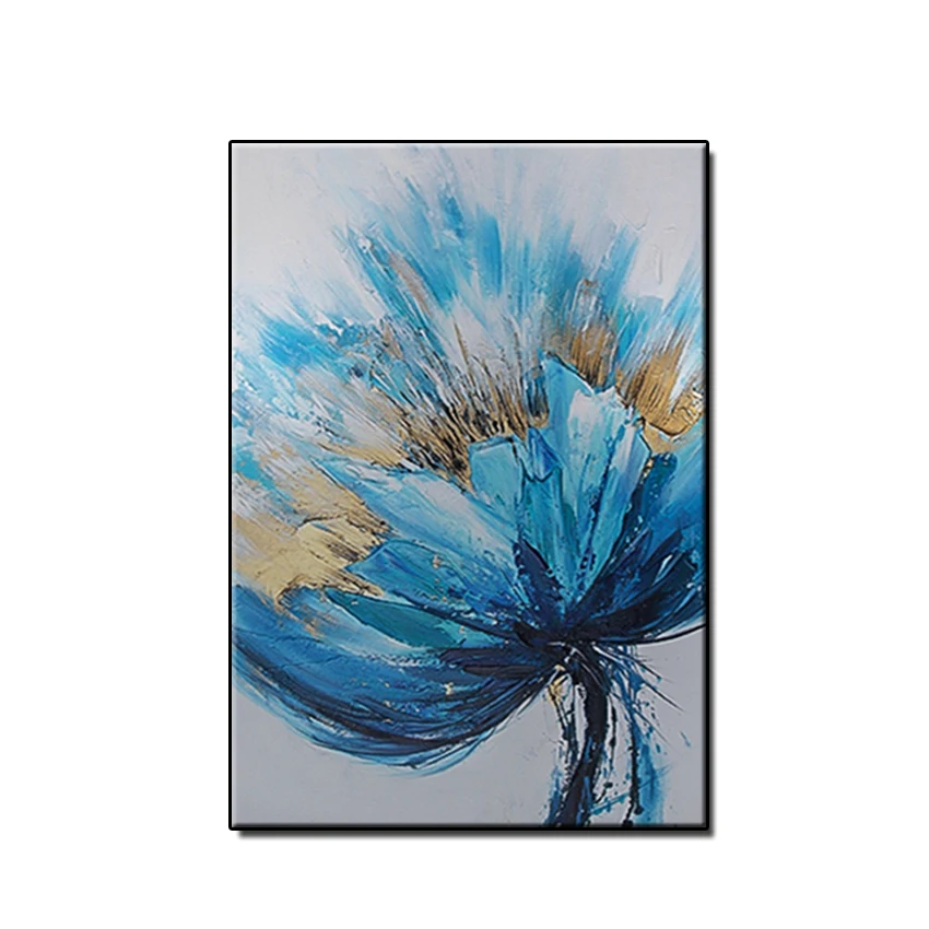 Синие цветы 100% ручная роспись маслом Бесплатная Доставка без рамки новейший