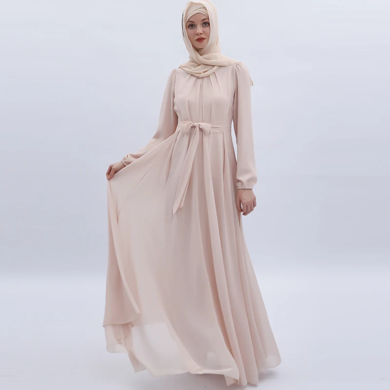Шифоновые платья Abaya Дубай пакистанский хиджаб мусульманское платье Женский
