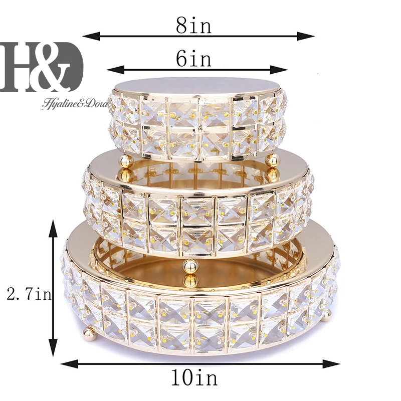 H& D 3 яруса подставка для свадебного торта стеклянная металлическая тарелка для кекса с хрустальным десертным пьедесталом вечерние украшения для дня рождения