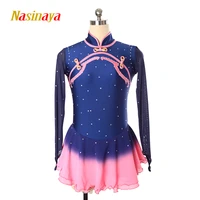 figure skating dress costume customized competition ice skating skirt for girl women kids blue pink