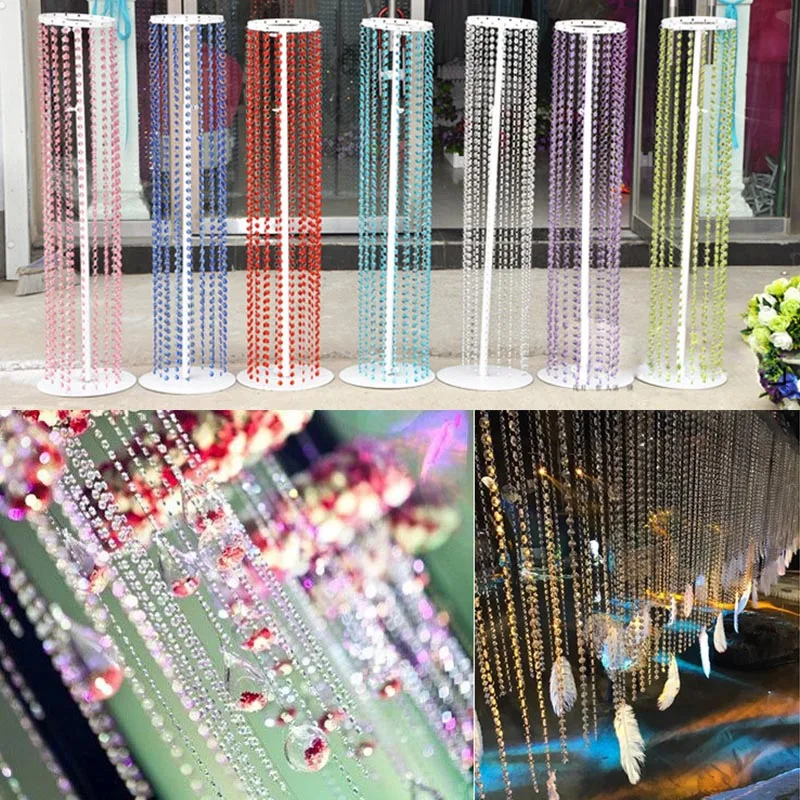 1 м хрустальные цветные прозрачные акриловые Восьмиугольные бусины подвесная