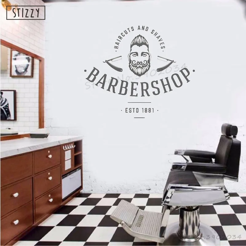 Настенная Наклейка stizzy Barbershop логотип виниловая настенная наклейка стрижка