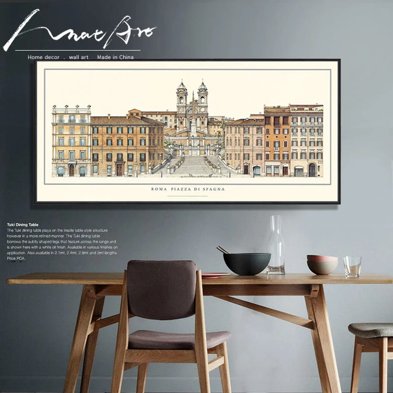 Italy Rome Vintage Landscape Painting Horizontal Rectangular Canvas Wall Art Modern Home Decor vintage posters and prints | Дом и сад