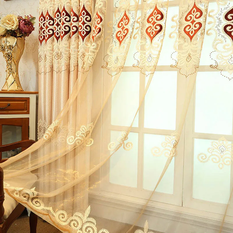 Color 03 Tulle Простая жаккардовая ткань с вышивкой любви затемненные занавески европейские занавески из тюля для спальни гостиной эркер домашний декор M038-4 - Цвет: Color 03 Tulle