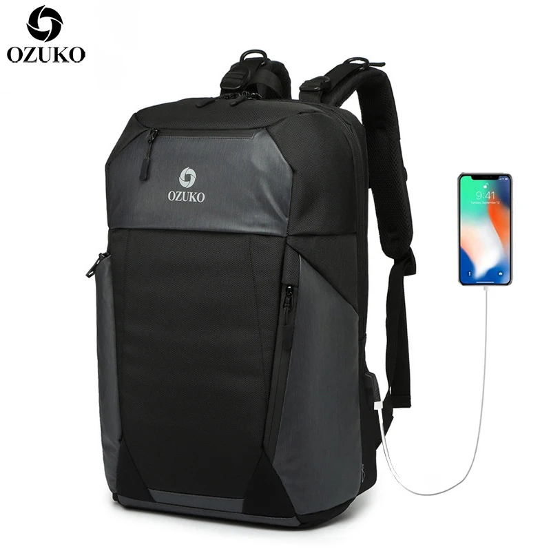 Рюкзак OZUKO мужской для ноутбука 2020 дюйма с USB портом и защитой от кражи
