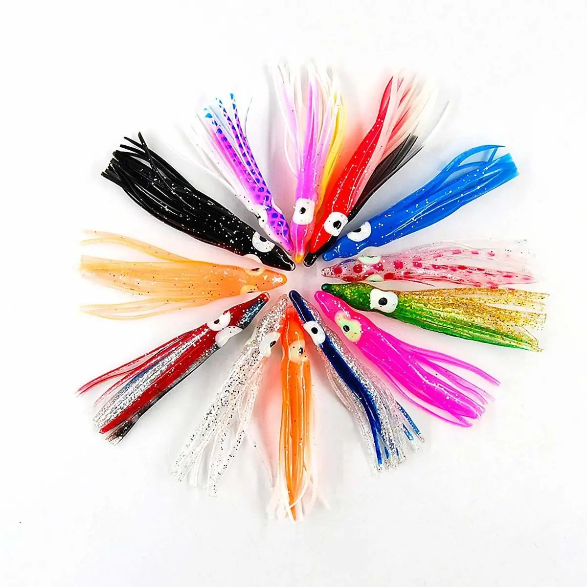 

Hyaena 50pcs/lot 4cm-12cm Soft Octopus Fishing Lures For Jigs Mixed Color Tackle Craft for Jigging Assist hooks