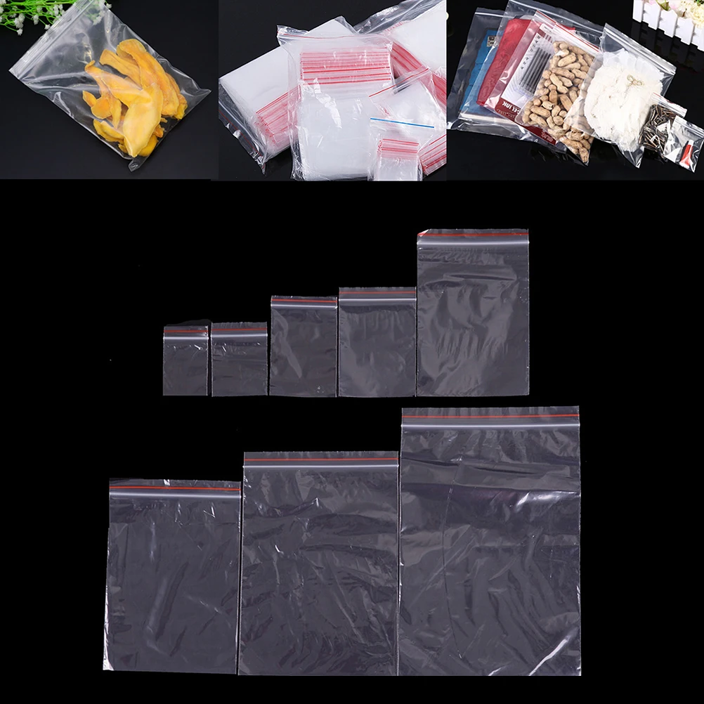 100 шт./упак. Пластик PE Толщина Ziplock мешки для ювелирных изделий мешок застежки