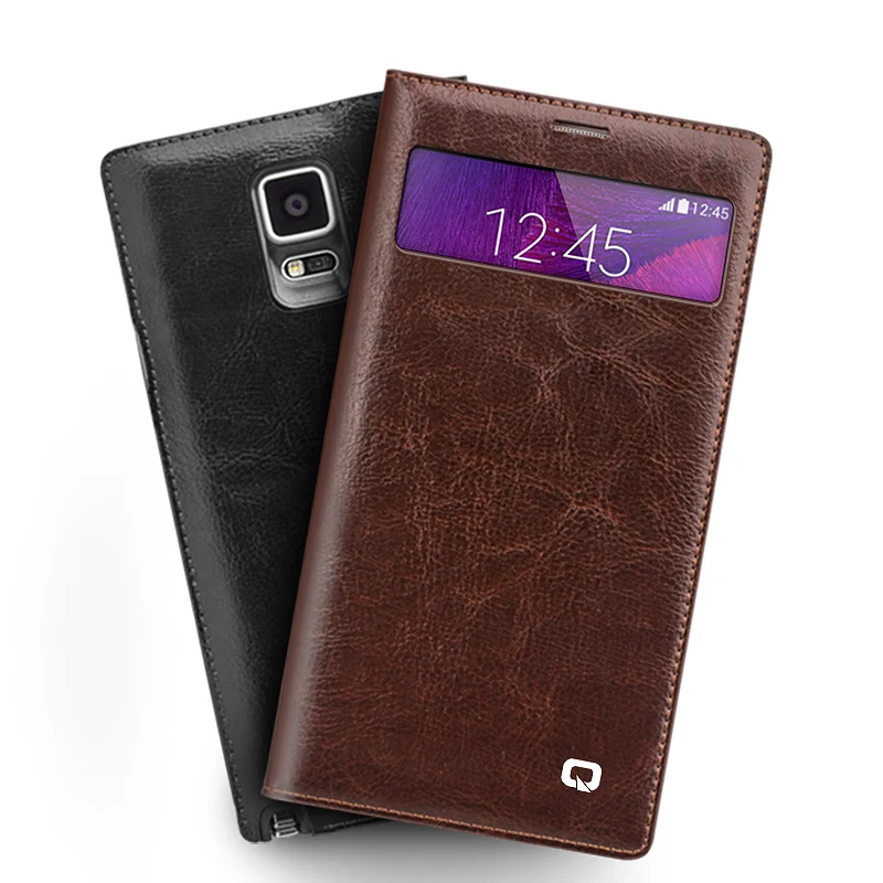 Чехол книжка QIALINO из натуральной кожи с окошком для samsung galaxy note 4 N9100 (не умная