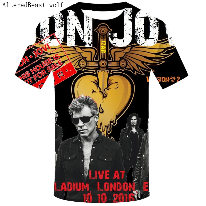 Футболки Bon Jovi Rock для мужчин модная брендовая футболка мужские повседневные