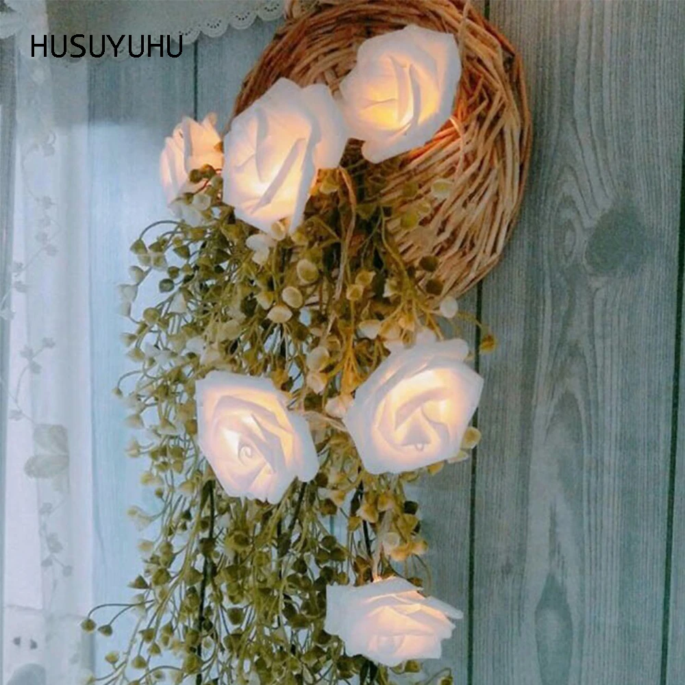 HUSUYUHU светодиодные гирлянды с розовым цветком для свадьбы Дня Святого Валентина
