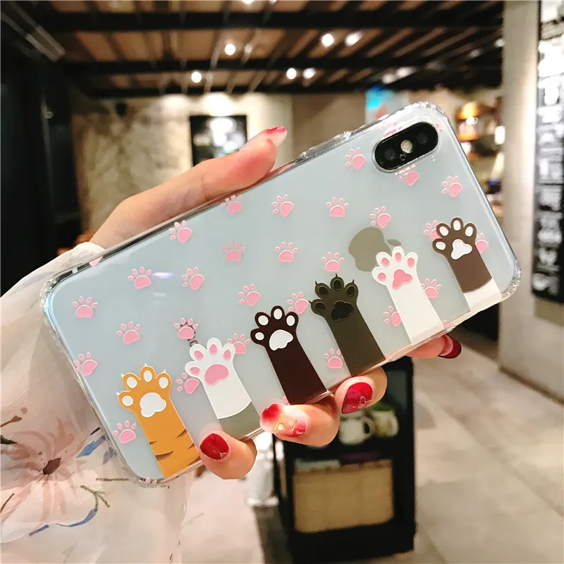Прозрачный чехол для телефона с изображением милого котенка и из ТПУ iphone8 7 6 6S PLUS X