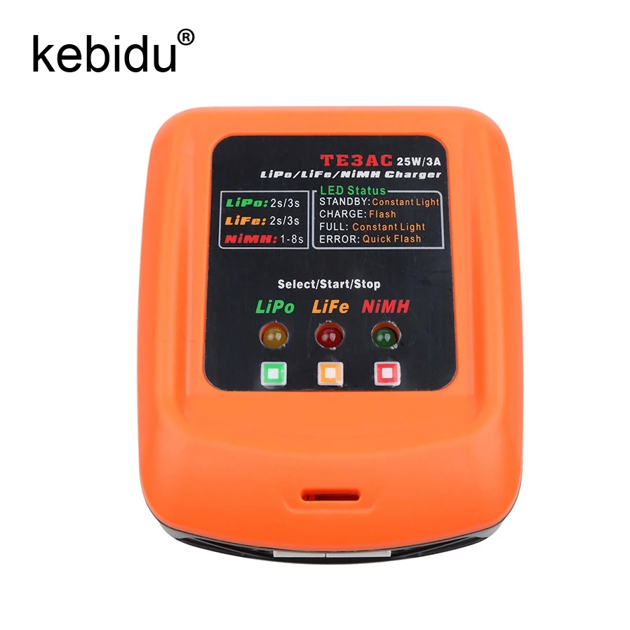 Kebidu TE3AC 25 Вт/3A профессиональное зарядное устройство LiPo Balance для 2 S 3 LiPo/2 LiFe/1 8 NiMH