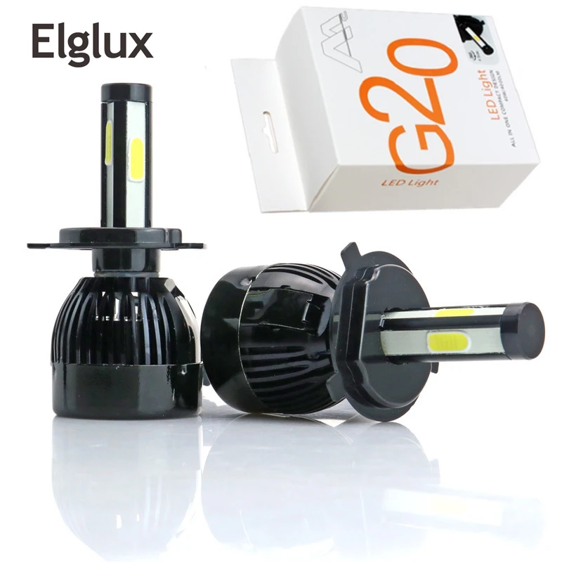Elglux 4-side спроектированные 8000lm лампы для фар H7 светодиодные H4 Led 9V 12V 24V 36V автомобиля