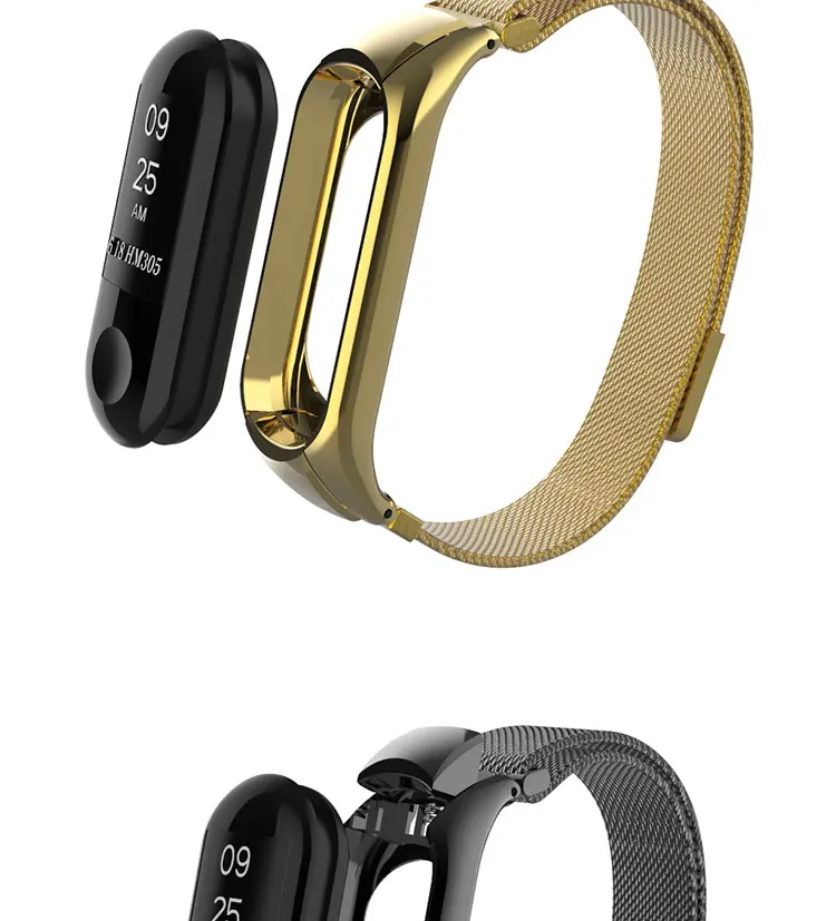 AKGLEADER For Xiaomi Band Mi 3 Milanese Bracelet Metal Strap Band With Case Smart Watchband For Xiaomi Mi Band 4 Correas de relo