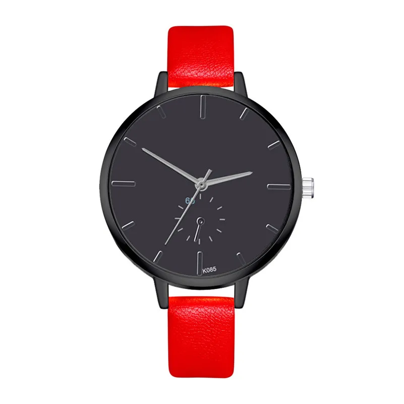 Simple Fashion Women Watches Minimalism Black Dial Quartz Wrist Watch Fake Eye Leather Clock Couple Gift /C | Наручные часы