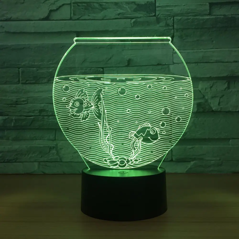 Акриловый 3D ночник в форме аквариума светодиодсветодиодный иллюзия USB RGB
